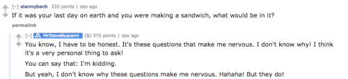 thegestianpoet:ennio-morricone:Steve Buscemi is so shy and adorablethis is so cute