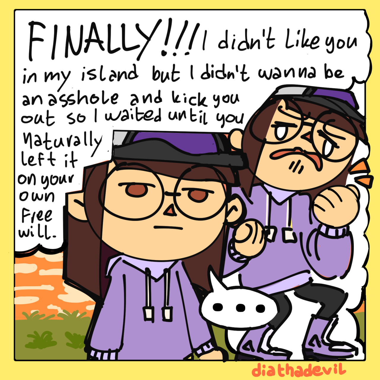 A quick Animal Crossing comic doodle as I finally, ***finally***, got one of my neighbors to free up residency in my island. ...