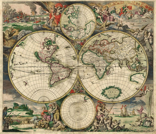 contrasinfonia: World map produced in Amsterdam by Gerard van Schagen, 1689