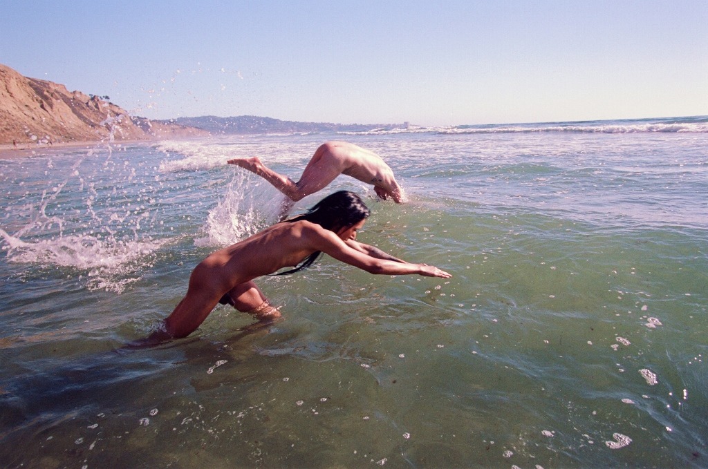 Swim Nakedamericasfinestkids:  Ace &amp; Nate going for a dip in the Pacific