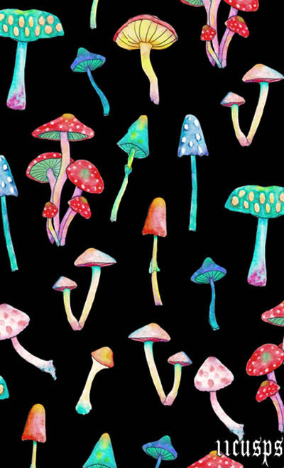 neon watercolor shrooms ★♥ this shroomie print is available on fabric at spoonflower and all else on