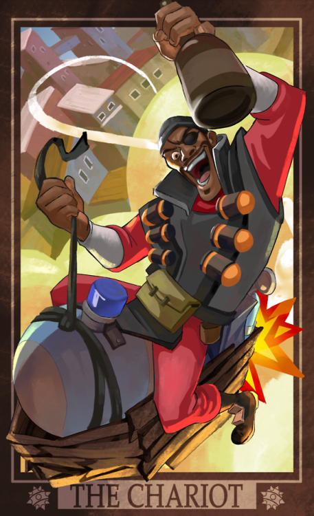 criambern:My piece for the @tf2tarotdeck project! Happy to have gotten best boyo Demoman &lt;3