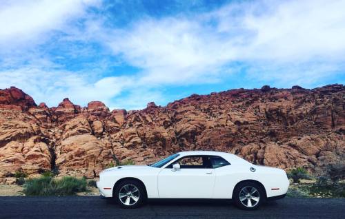 My office for the week and my ride for the week. #redrockcanyon #dodge #challenger #dodgechallenger 