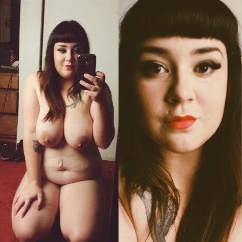 peita:  chubby-bunnies:  26, size 18 US I’ve been trying to be more comfortable with being naked lately. Today I put false eyelashes on in the nude just for shits and giggles. It was fun. I felt good so I took pictures. Sharing them off anon is sort