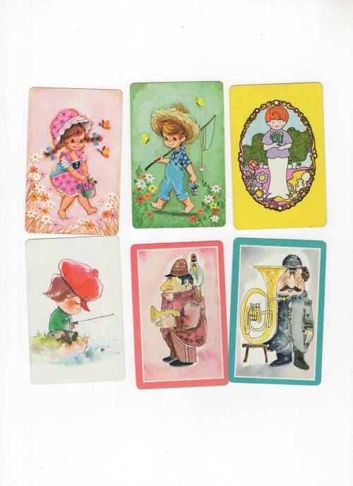  Vintage Mid-Century Modern Kitschy Cute Kawaii Kids Single Swap Playing Cards Jokers 