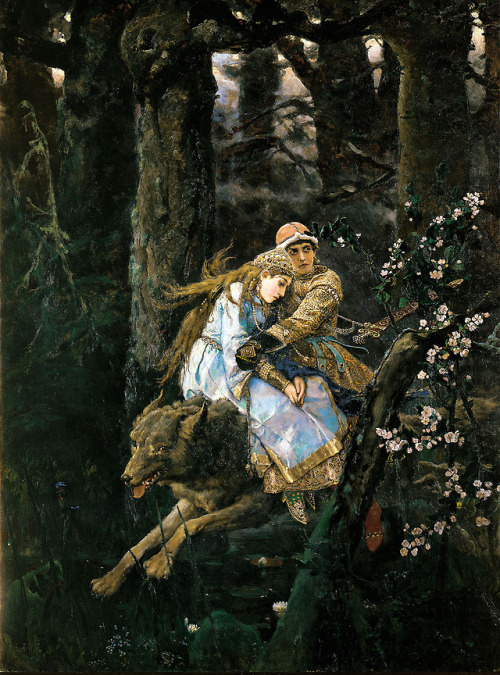 viktor-vasnetsov:Ivan Tsarevich Riding the Grey Wolf, 1889, Viktor VasnetsovMedium: oil,canvashttps: