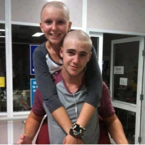 hopelessromanticsparadise:  THIS GUY SHAVED HIS HEAD WHEN HIS GIRLFRIEND WAS DIAGNOSED WITH CANCER. That is the sweetest thing I have ever seen.
