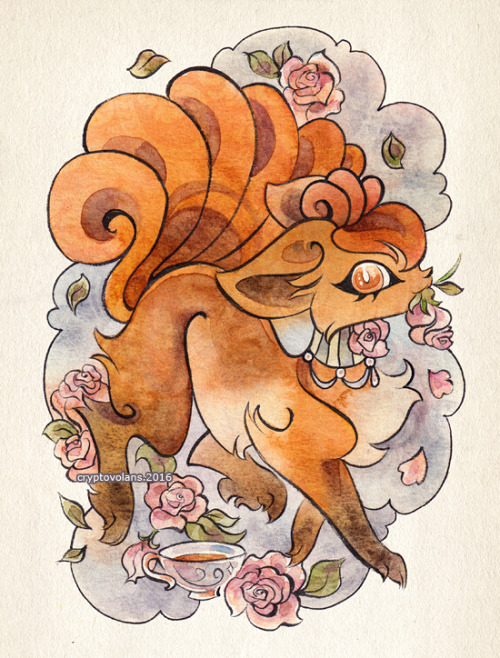 cryptovolans:a little vulpix to go with the shinx! ❤the original painting is available in my store a