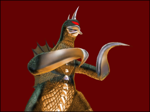  Various assorted concept art of Gigan’s model render featured in the gallery menu of Godzilla: Dest