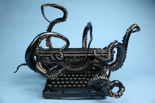 steampunktendencies:“Self Organization”, aka, The octopus sculpture Bronze, 3'x3’, found typewriter 