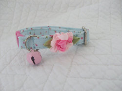 cattoysandgear:  Shabby Chic Cat Collar Blue