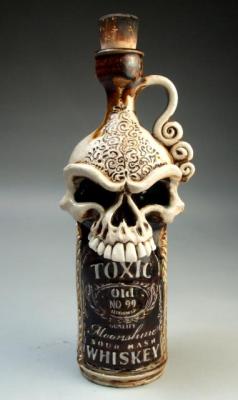 thefabulousweirdtrotters: Toxic Moonshine Whiskey Bottle - Grafton Pottery 