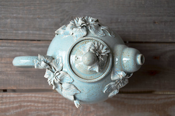 lesstalkmoreillustration:  Handmade Floral Stoneware Teapots By lofficina On Etsy