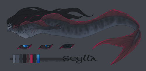 guttertongue:My big deep-sea merm, Scylla. She is mostly based on oarfish, but has some features ins