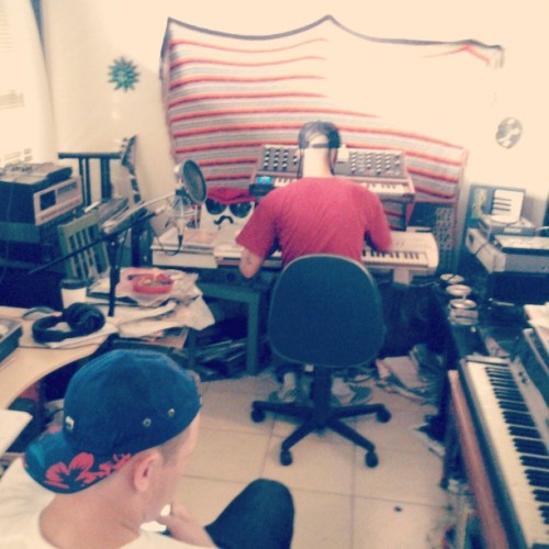arothenaut:In the studio once again with @the_o_r_b and the homie @ivanave from Oslo. Bout to knock 