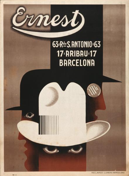 Adolphe Mouron Cassandre, poster artwork for Ernest hats, 1928. Reclamos Llorens, Barcelona, Spain. 