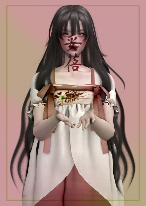  [tabae]werid_demon_hair ·  10  Swatches·  NEW MESH·  Do not re-upload·  Do not re-edit / recolorDL