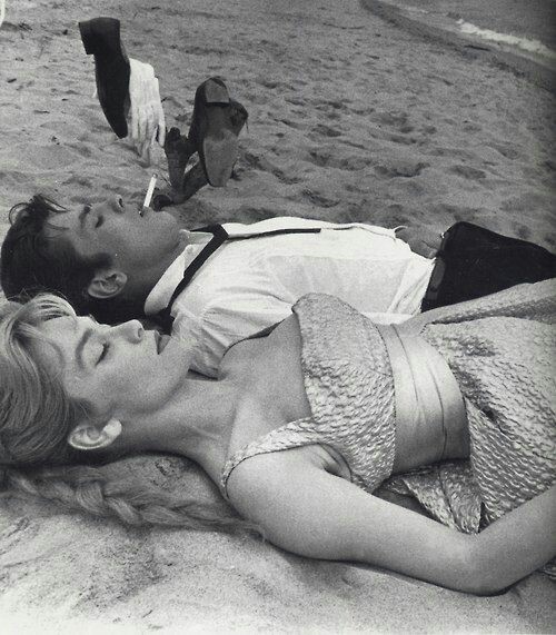 fotogrimsi: Alain Delon & Estella Blain photographed by Luc Fournol. Cannes Film Festival,1958.