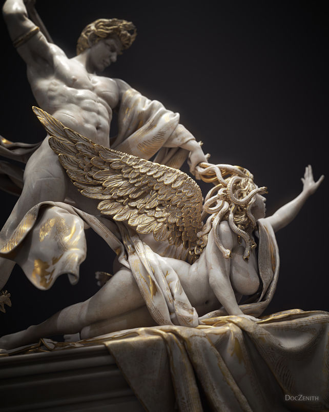 ousia-poetica:Greek gods committed more sins than humans. Medusa and Perseus by Doc