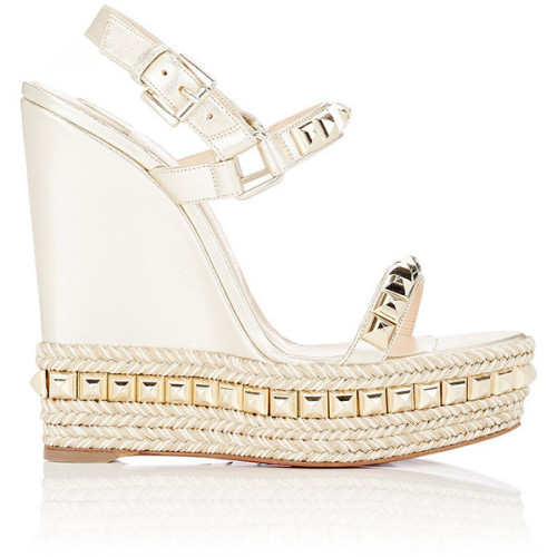 Christian Louboutin Women&rsquo;s Studded Cataclou Platform Espadrille Sandals ❤ liked on Polyvo