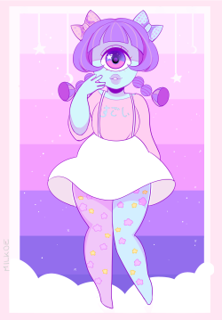 milkoe:  A cute little pastel cyclops girl I decided to name Thea! ♥   