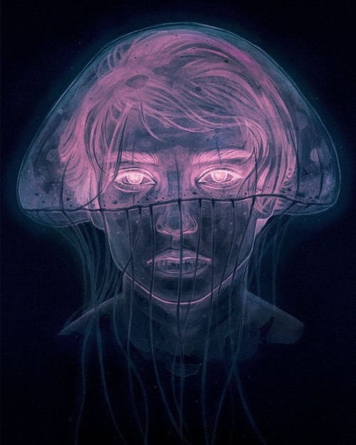 The incredible work of Tomasz Mro (@tomaszmroart)•#tomaszmro #portrait #jellyfish #figurativeart #po