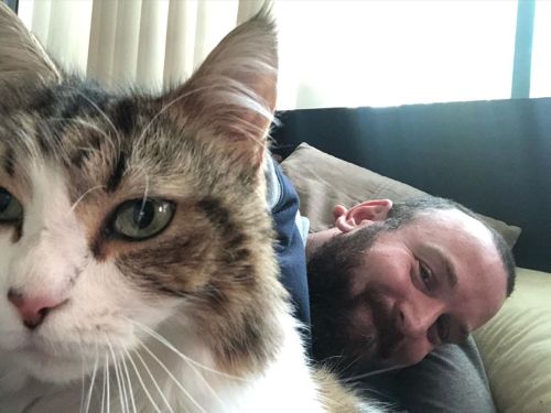 ‪Cat and I are refusing to adult today. ‬ ‪#cat #CatsOfTwitter #WorkFromHome #scruff #daddy #selfie 