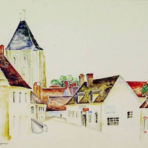 View of a Town   -     Leopold Survage , 1921Finnish- French , 1879-1968Aquarel op papier