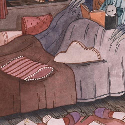 panpeekaboo:Reading Time(It’s time to go to bed, with a friend).I will continue these illustrations 