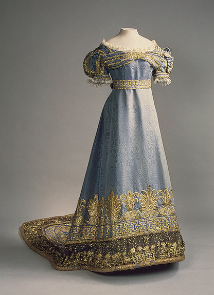 Ceremonial court dress. May have belonged to Dowager Empress Maria Feodorovna of Russia, nee Sophie 