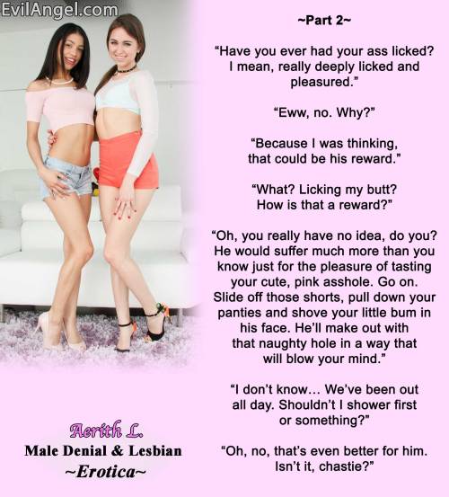 My Male Chastity and Lesbian Denial Books:https://www.smashwords.com/profile/view/AerithLIncluding