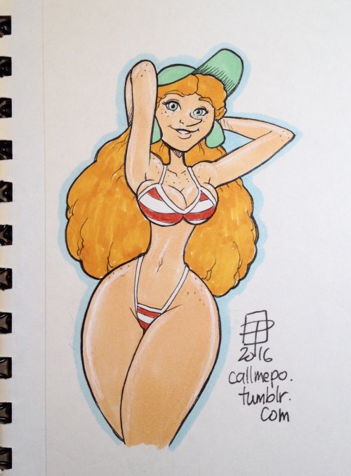 pinupsushi: One more doodle of the girl from the Disney short. to cap off another sketchbook. I was thinking since it looked like a Brazilian-like beach city, she should be appropriately attired. 