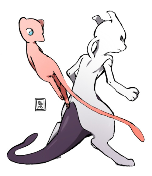 maggielesoup:I doodled this the other day! Im gonna sleep now UvU. YvY Im always gonna love mewtwo &