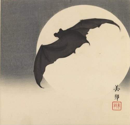 Some Bat paintings:Bat Before the Moon  -  Takashi Biho (ca. 1910)Giant Indian Fruit 