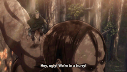 abnormal-titans:BEST SCENE EVER - CONNIE STOMPS ON YMIR’S HEAD xD