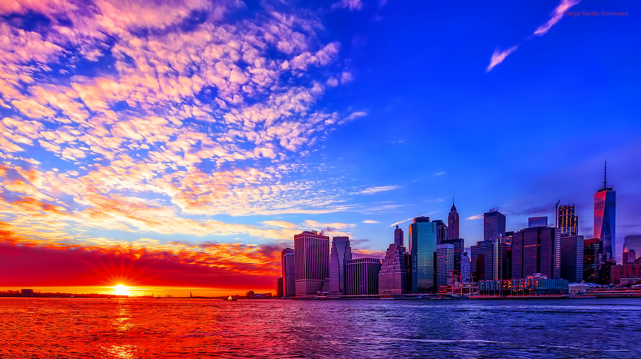  Speckled sunset skies over Lower Manhattan &amp; World Trade Center tonight