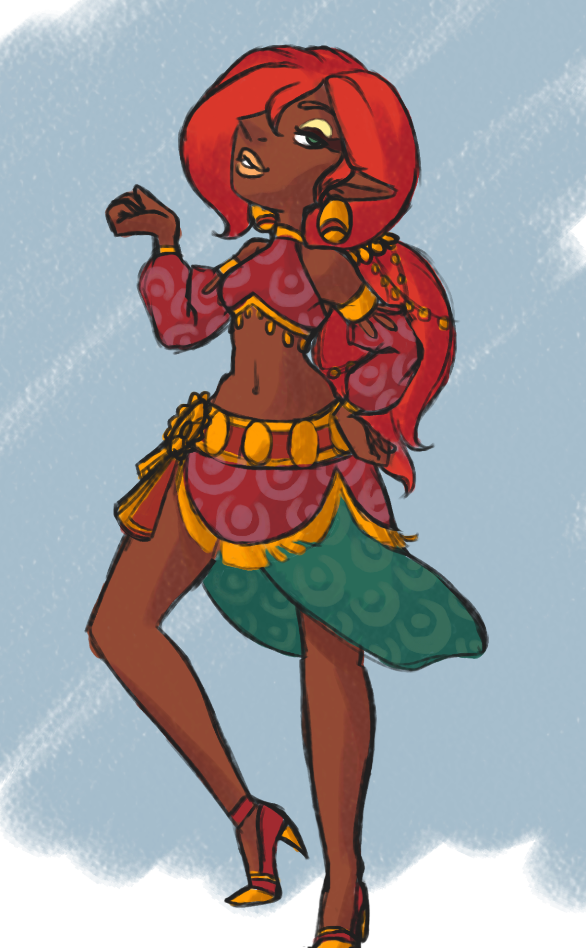 strugglebusart:Have a doodle of a non-specific Gerudo because this town is killing