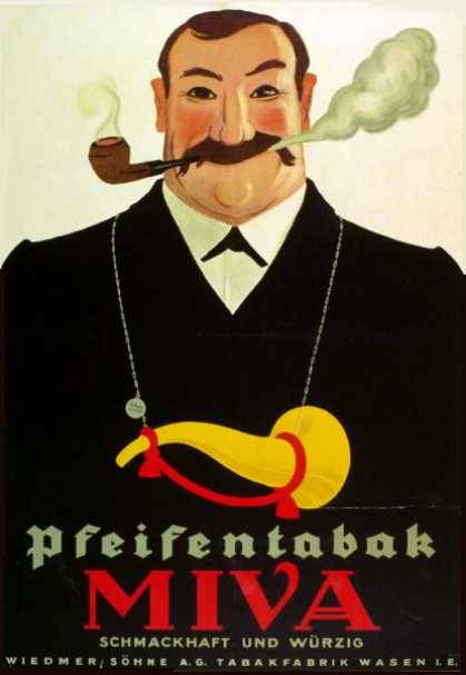 tobaccopipesshop: Vintage AdvertisementsMiva – Hugo Laubi – Suiza (1925)www.vintageadbrowser.com LOV