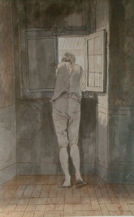 lady-milford:Goethe at the Window of His Room in Rome (1787) by Johann Heinrich Tischbein Have I men