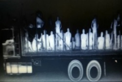 let-s-build-a-home:  WE ARE THE APOCALYPSE Picture: An x-ray image shows how 94 illegal migrants in a truck were discovered by authorities in Tuxla Gutierrez, Mexico, on July 23, 2013. The 78 men and 16 women were traveling in inhumane conditions and