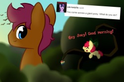 Asklittleapplebloom:what’s Up @Adventuresofthecolossalpony? Oh, No Ofense @Ask-Melissa-And-The-Band