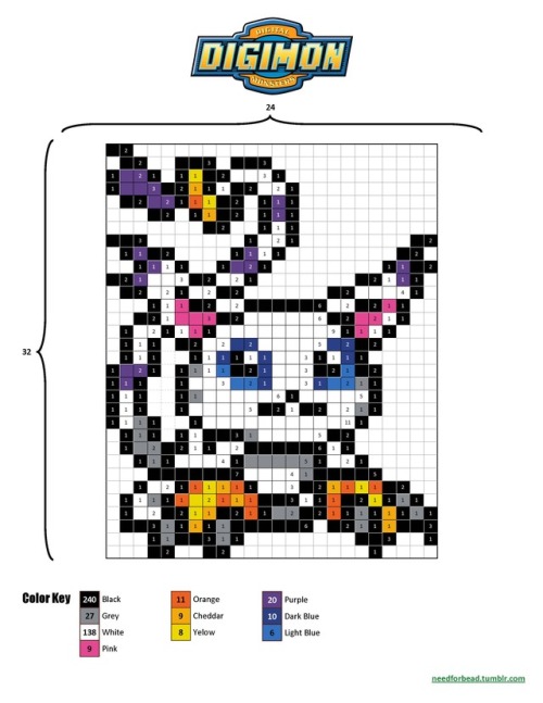 Digimon:  GatomonDigimon is owned by Saban, Toei Animation, and Bandai.Find more Digimon perler bead