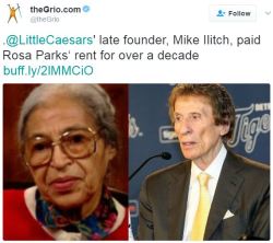 bellygangstaboo: Mike Ilitch, who founded Little Caesars and who owned the Detroit Red Wings and Detroit Tigers, died on Friday at the age of 87.     Ilitch took over on paying Parks’ rent in 1994 when he heard that there were some concerns over her