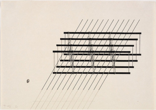 Lena (Meyer-) Bergner illustrating weaving techniques, 1943. Drawing, ink. Via Harvard Art Museums