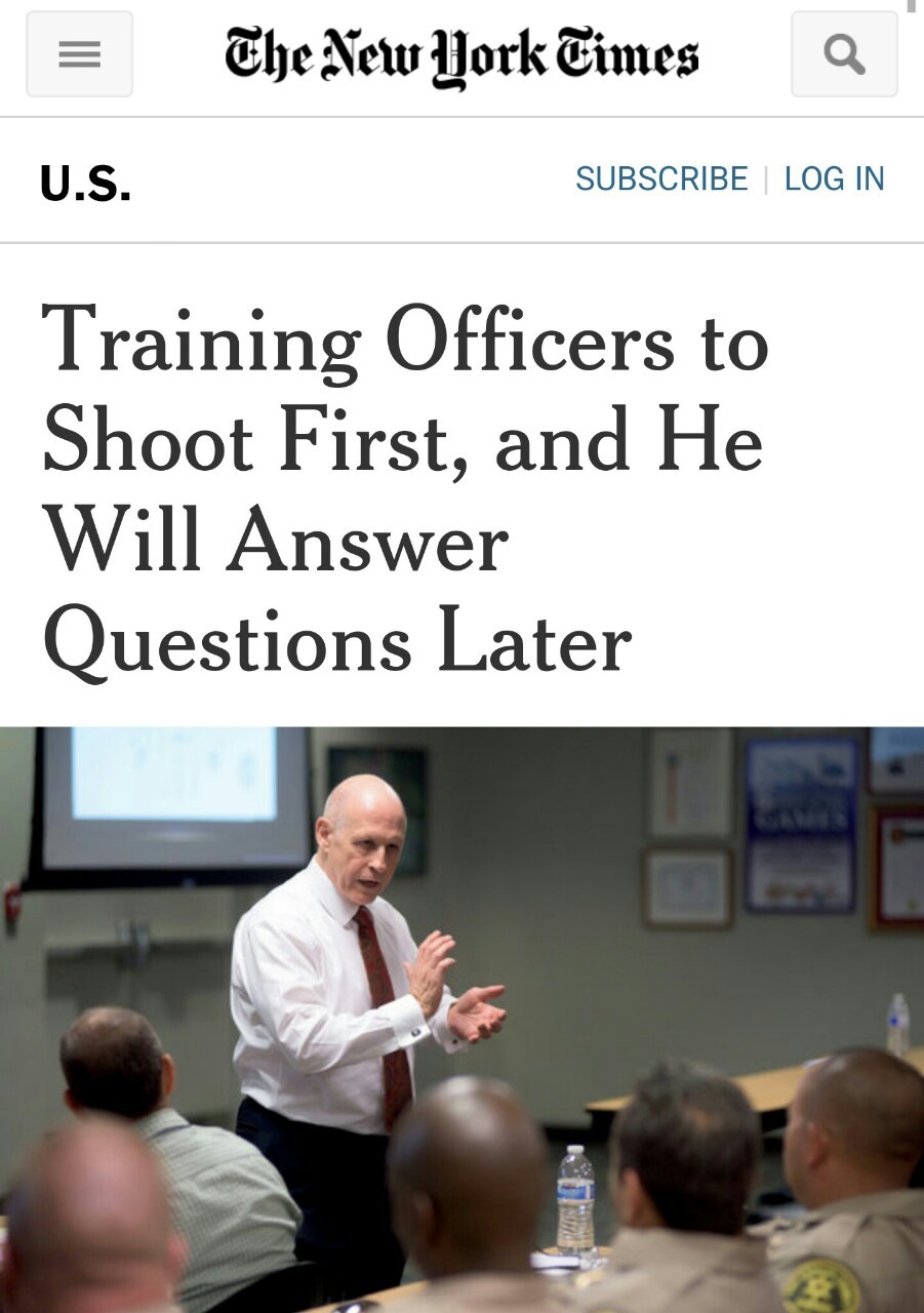 blackkidzen:  darvinasafo:  http://m.dailykos.com/story/2015/08/03/1408341/-Psychologist-openly-admits-he-trains-police-officers-to-shoot-first-and-ask-questions-later