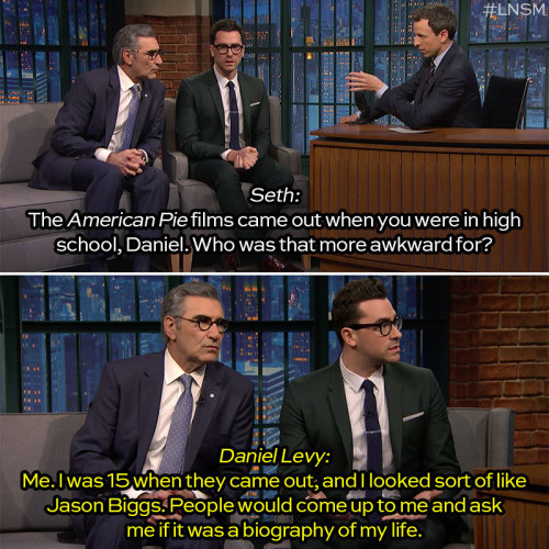latenightseth: When Eugene Levy played Jim’s Dad in American Pie, his real-life teenage son su
