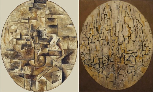 Georges Braque / Candlestick and playing cards on a table / 1910  - Piet Mondriaan / Tableau no 3 Co