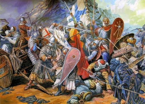 historicaltimes:The First King of Portugal, Dom Afonso the Conqueror at The Battle of Ourique agains