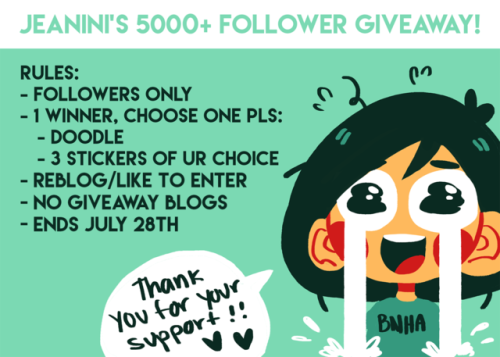 jeaniniart: jeaniniart: jeaniniart:  jeaniniart:  Jeanini’s 5000 Follower Giveaway WOWOWOW THANK YOU