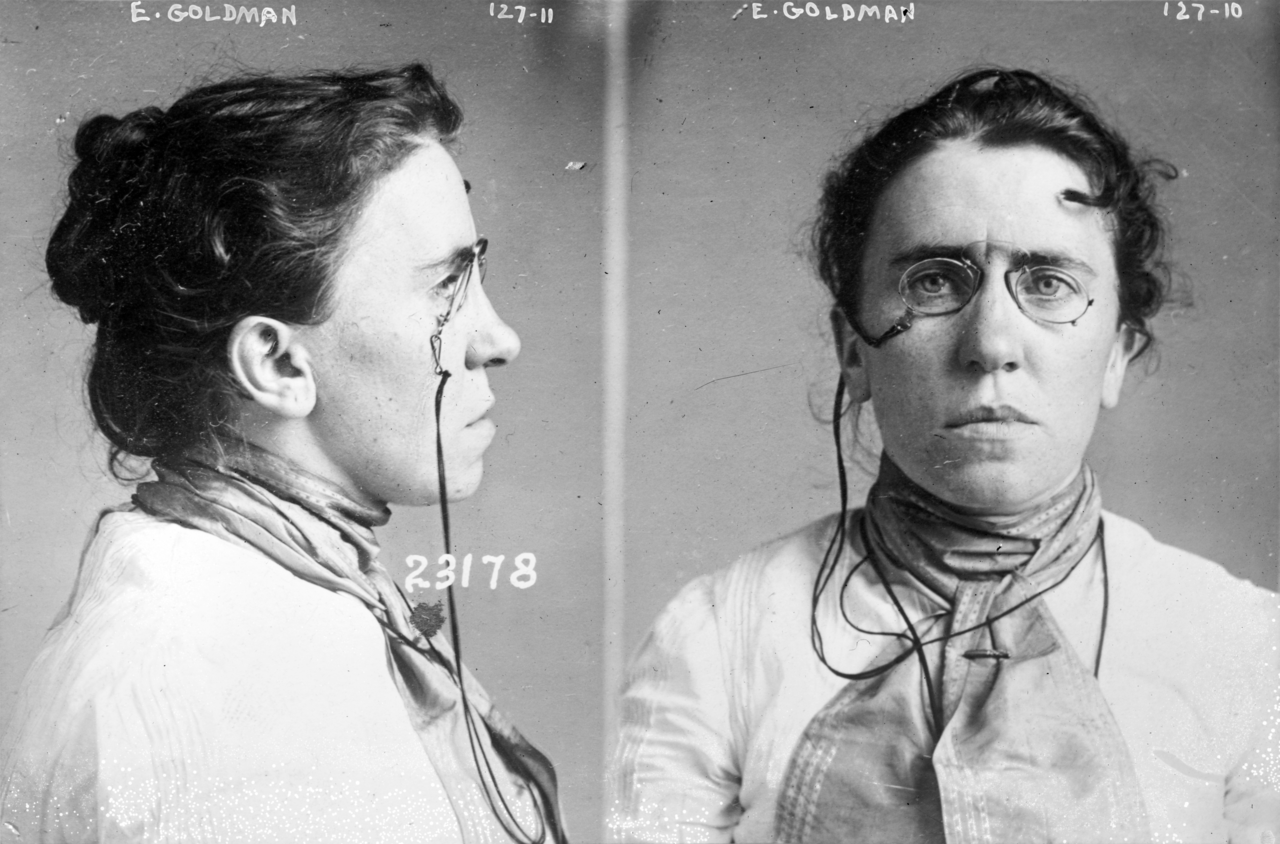 baldespendus:  Emma Goldman’s mugshot, 1901. Once labeled as “the most dangerous